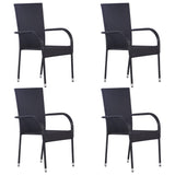 Chaises empilables d'extérieur lot de 4 Résine tressée Noir