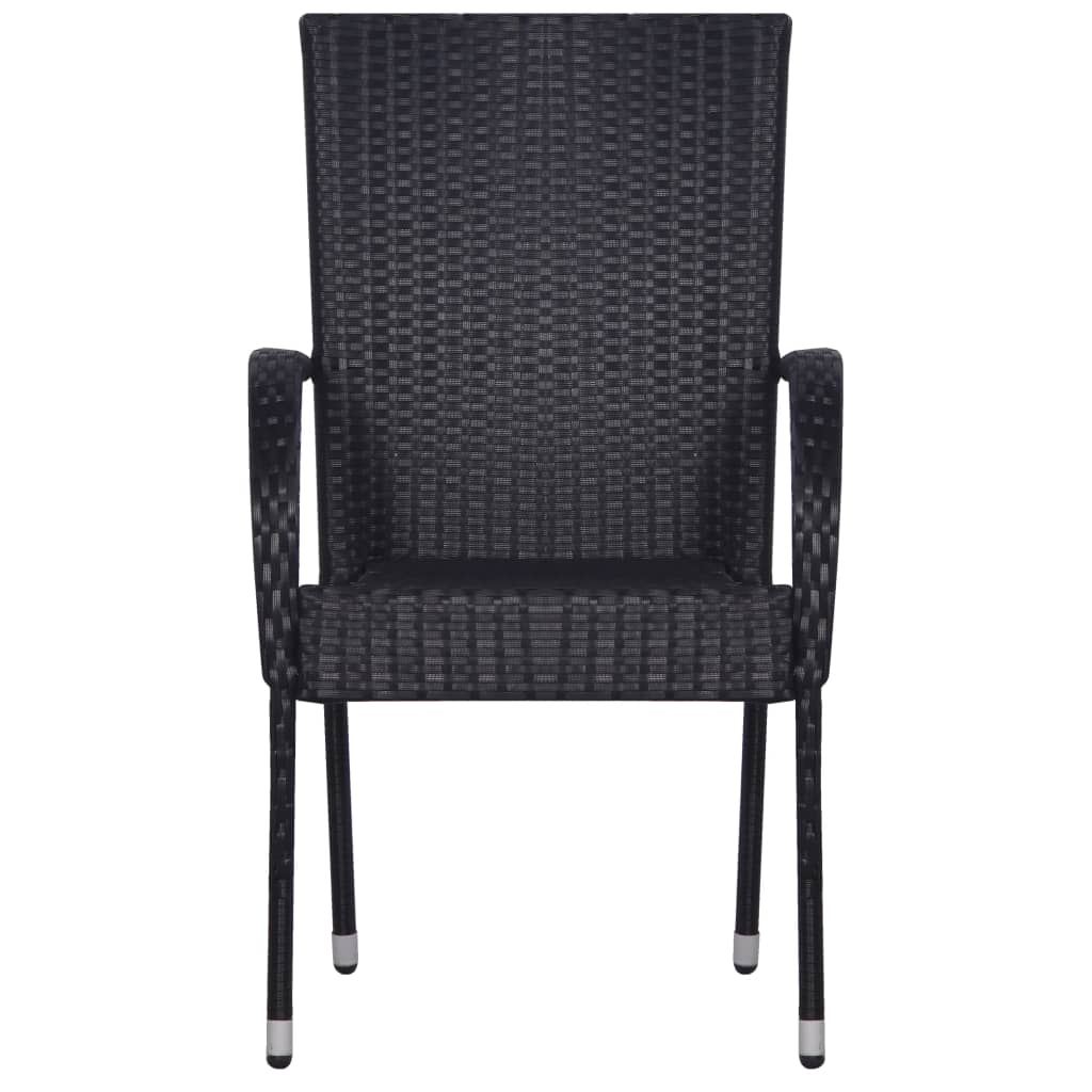 Chaises empilables d'extérieur lot de 4 Résine tressée Noir