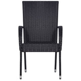 Chaises empilables d'extérieur lot de 4 Résine tressée Noir