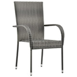 Outdoor Stackable Chairs Set of 4 Grey Resin Wicker