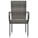 Outdoor Stackable Chairs Set of 4 Grey Resin Wicker