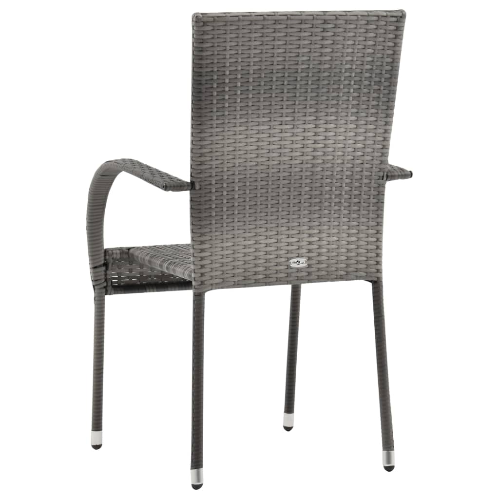 Outdoor Stackable Chairs Set of 4 Grey Resin Wicker