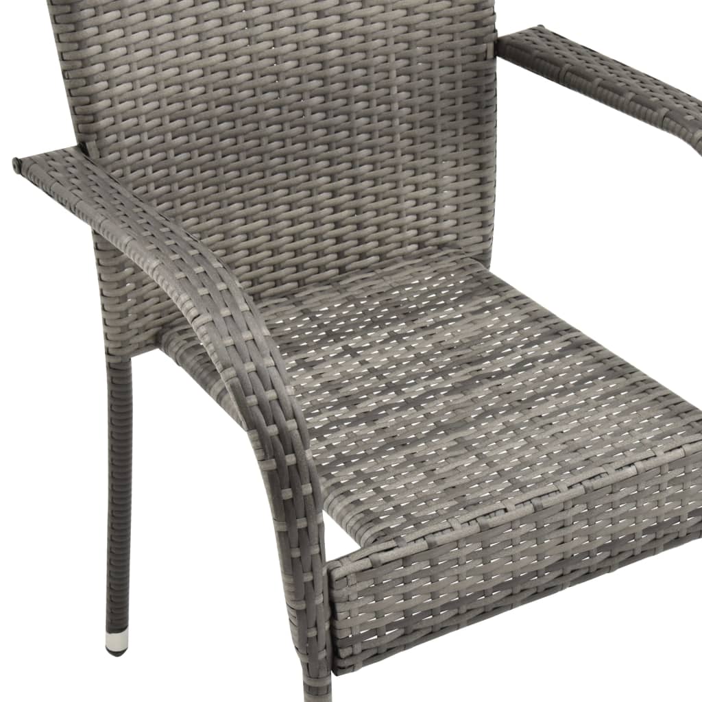 Outdoor Stackable Chairs Set of 4 Grey Resin Wicker