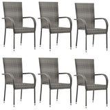 Chaises empilables d'extérieur lot de 6 Gris Résine tressée