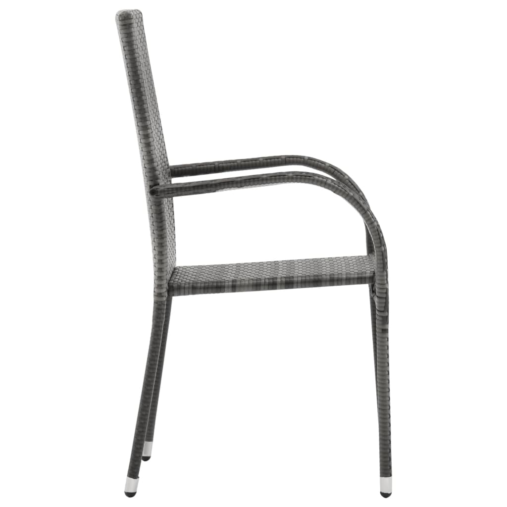 Chaises empilables d'extérieur lot de 6 Gris Résine tressée