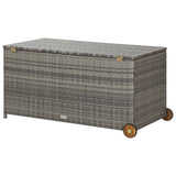 Boîte de rangement de jardin gris clair 120x65x61 cm rotin