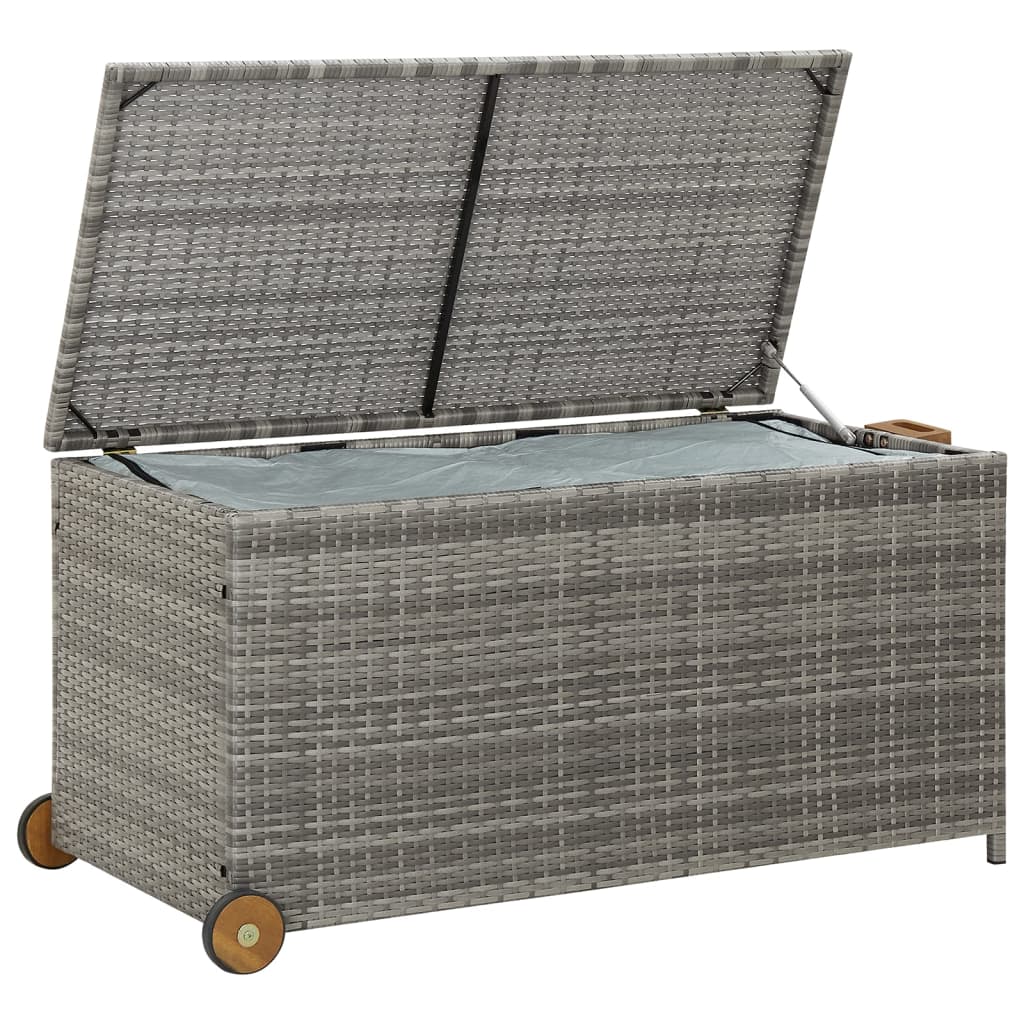 Boîte de rangement de jardin gris clair 120x65x61 cm rotin