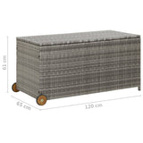 Boîte de rangement de jardin gris clair 120x65x61 cm rotin