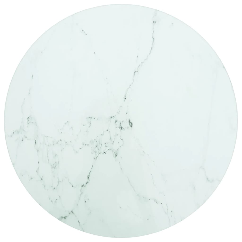 White table top Ø30x0.8cm tempered glass with marble design