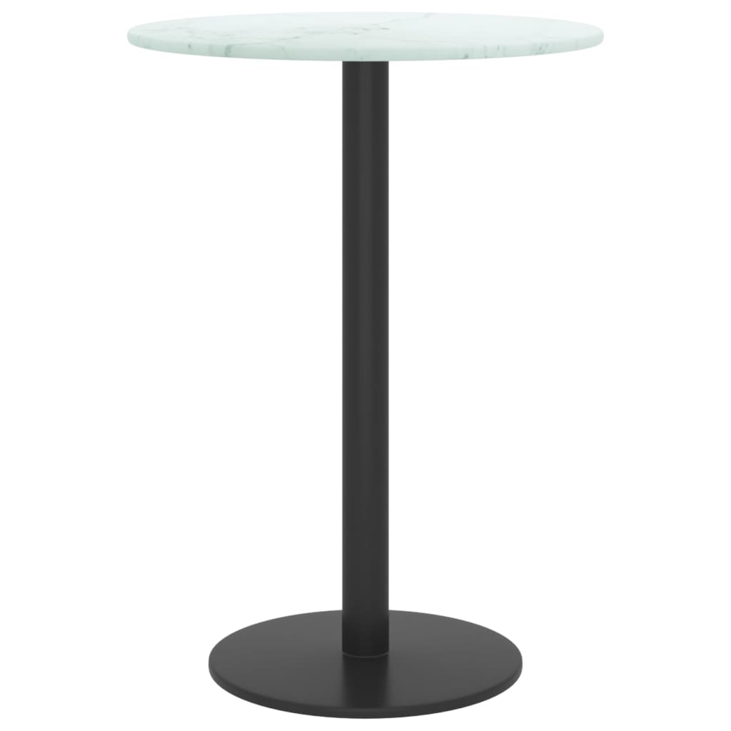 White table top Ø30x0.8cm tempered glass with marble design