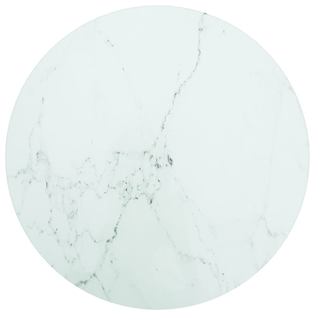 White table top Ø40x0.8cm tempered glass with marble design