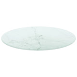 White table top Ø40x0.8cm tempered glass with marble design