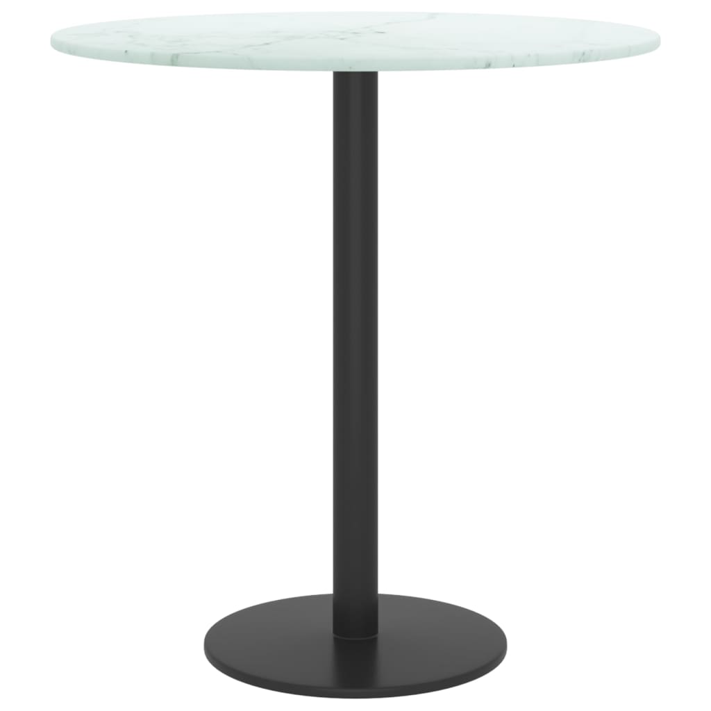 White table top Ø40x0.8cm tempered glass with marble design