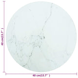 White table top Ø40x0.8cm tempered glass with marble design