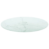 White table top Ø50x0.8cm tempered glass with marble design