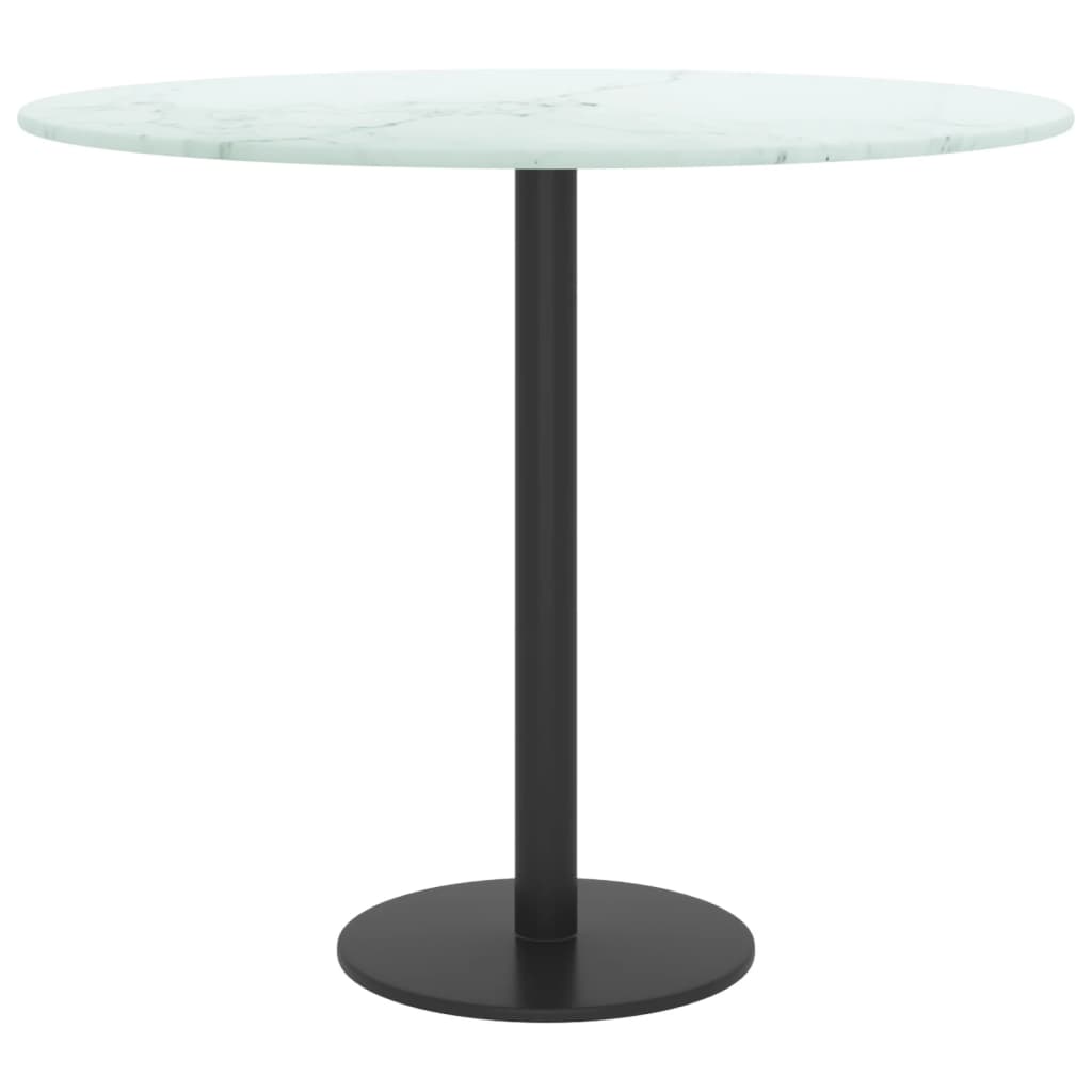 White table top Ø50x0.8cm tempered glass with marble design