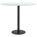 White table top Ø50x0.8cm tempered glass with marble design