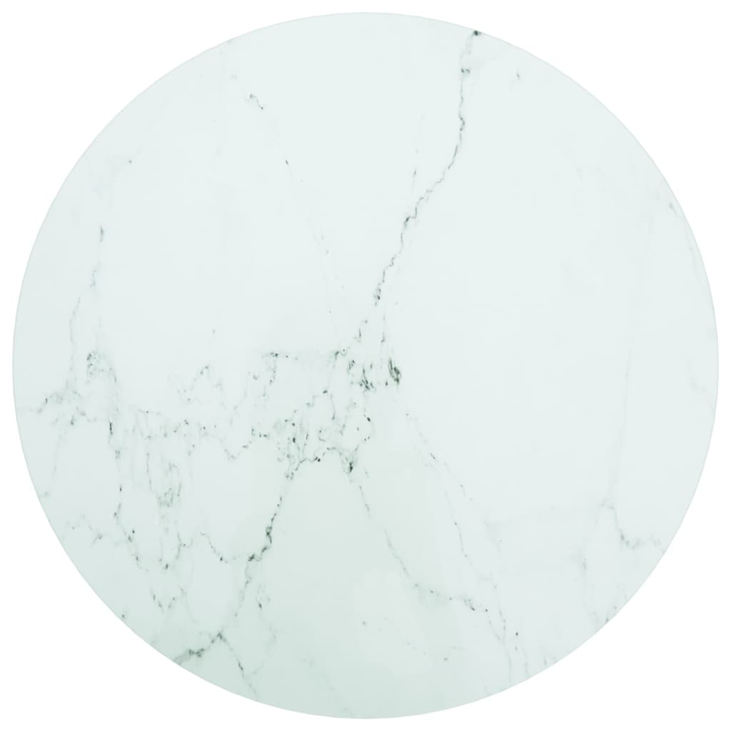 White table top Ø60x0.8cm tempered glass with marble design