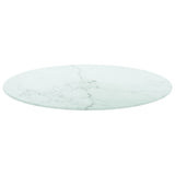 White table top Ø60x0.8cm tempered glass with marble design