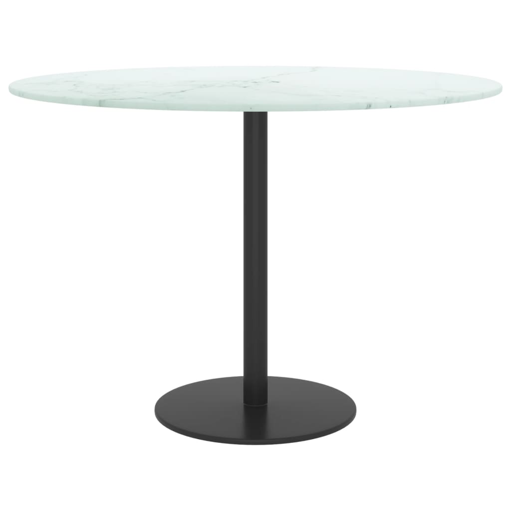 White table top Ø60x0.8cm tempered glass with marble design