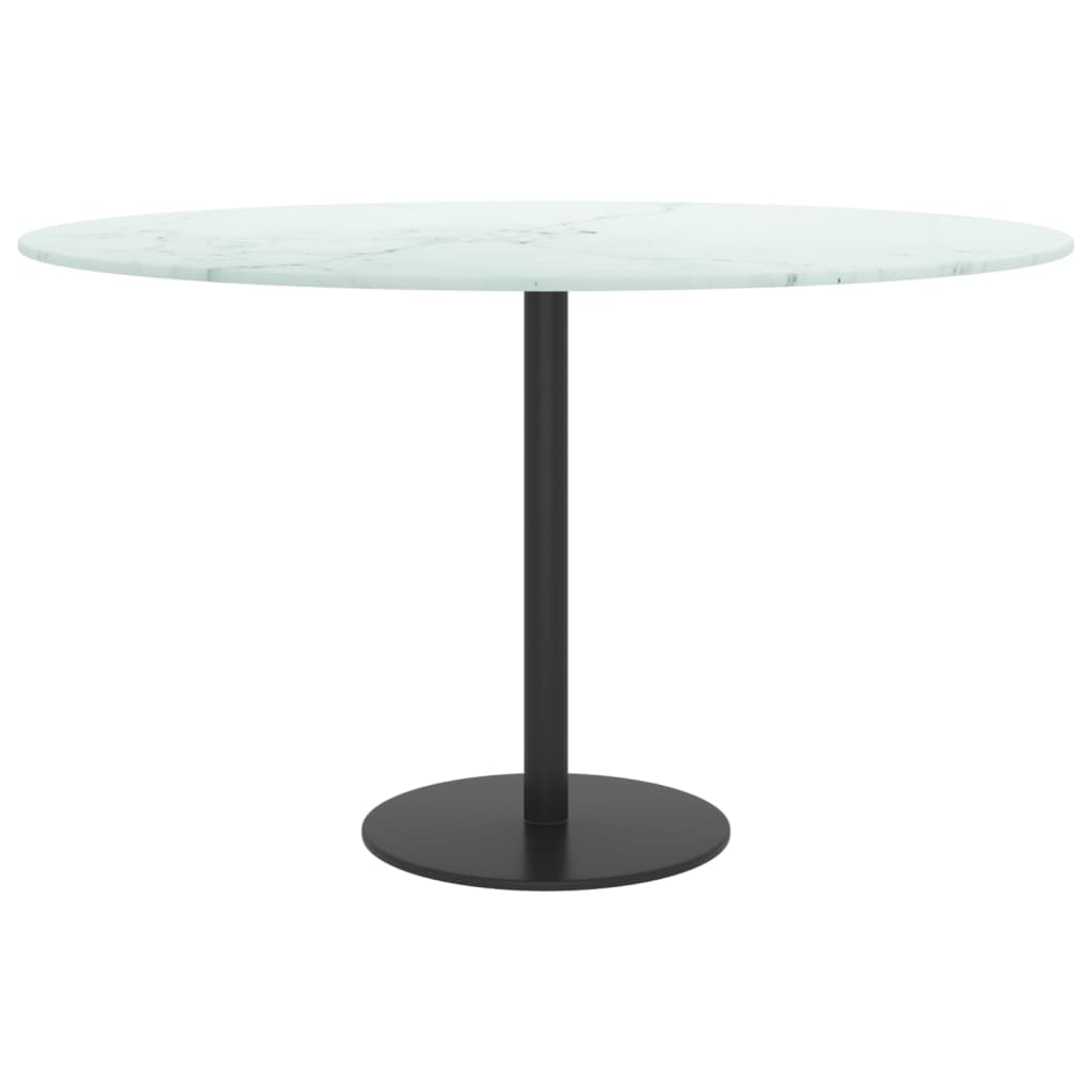 White table top Ø70x0.8cm tempered glass with marble design