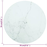 White table top Ø70x0.8cm tempered glass with marble design