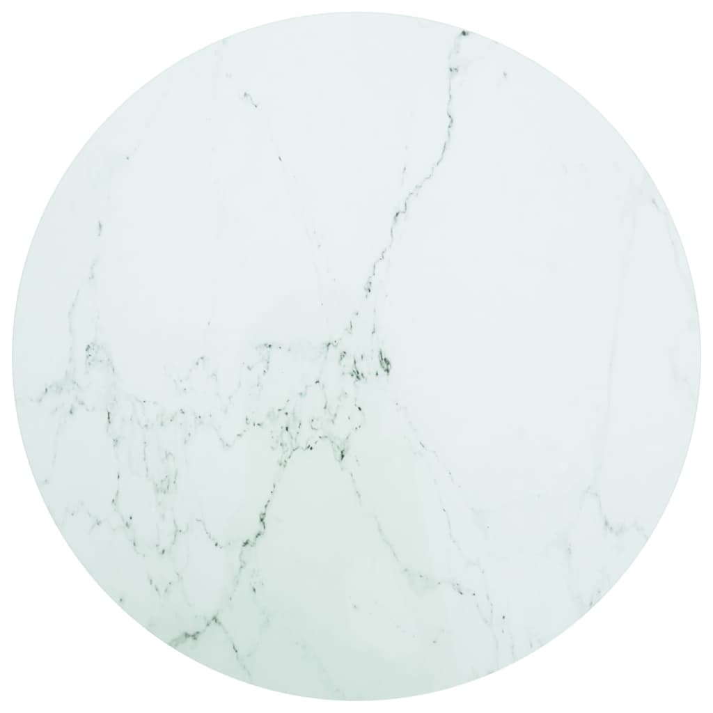 White table top Ø80x1 cm tempered glass with marble design