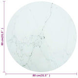 White table top Ø80x1 cm tempered glass with marble design