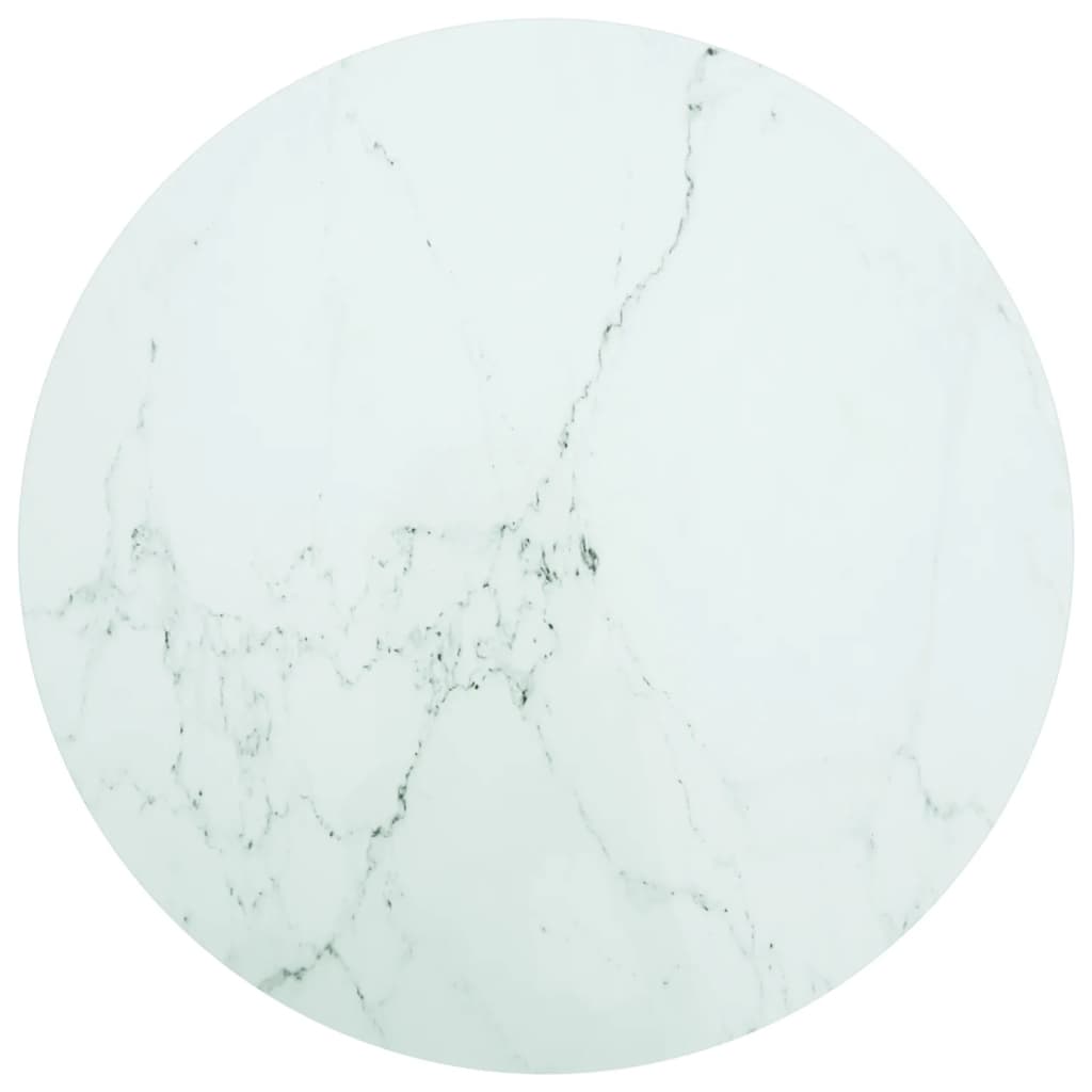 White table top Ø90x1 cm tempered glass with marble design