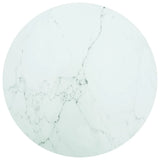 White table top Ø90x1 cm tempered glass with marble design