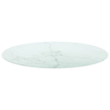 White table top Ø90x1 cm tempered glass with marble design