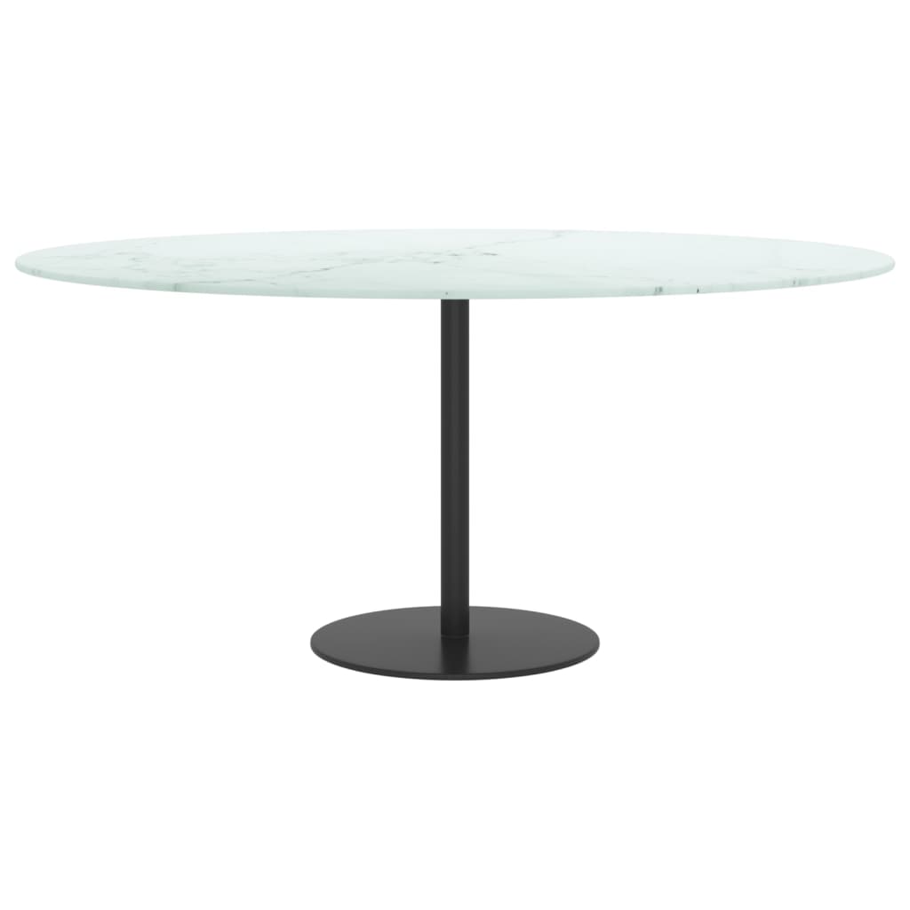 White table top Ø90x1 cm tempered glass with marble design