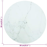 White table top Ø90x1 cm tempered glass with marble design