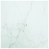 White table top 50x50 cm 6 mm tempered glass marble design