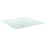 White table top 50x50 cm 6 mm tempered glass marble design