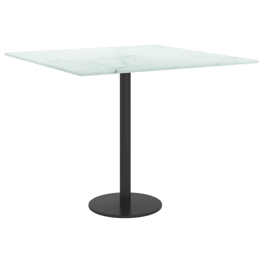 White table top 50x50 cm 6 mm tempered glass marble design