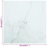 White table top 50x50 cm 6 mm tempered glass marble design