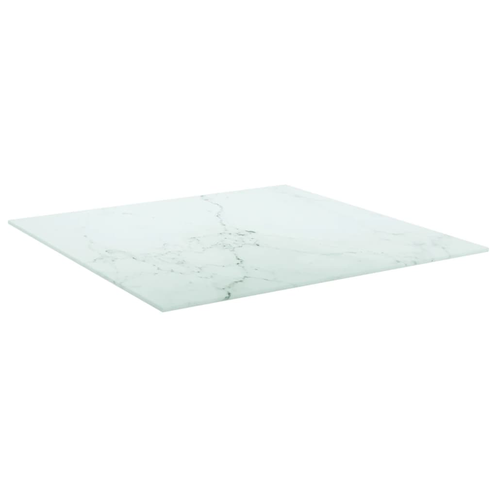 Dessus de table blanc 60x60 cm 6 mm verre trempé design marbre