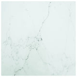 White table top 70x70 cm 6 mm tempered glass marble design