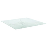 White table top 70x70 cm 6 mm tempered glass marble design