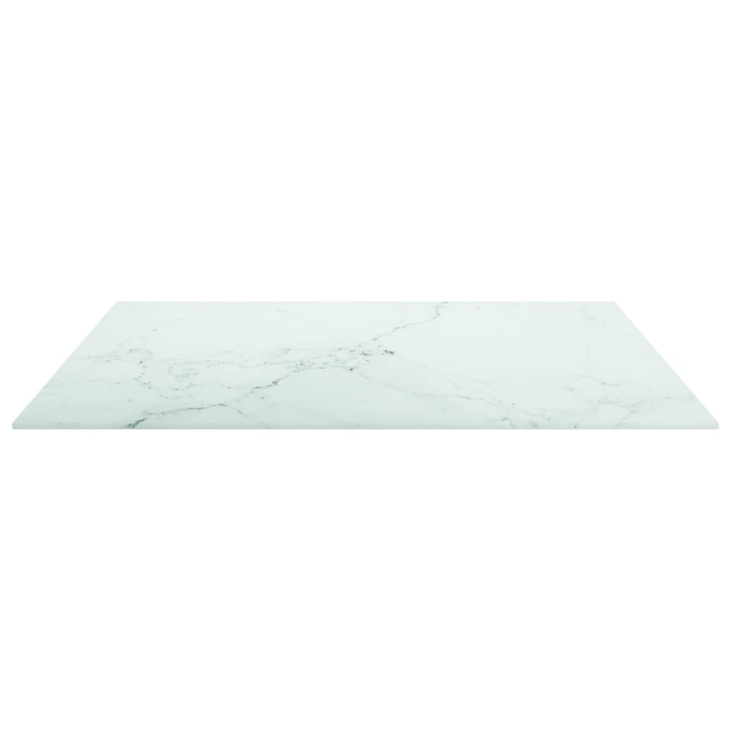 White table top 70x70 cm 6 mm tempered glass marble design