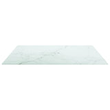 White table top 70x70 cm 6 mm tempered glass marble design