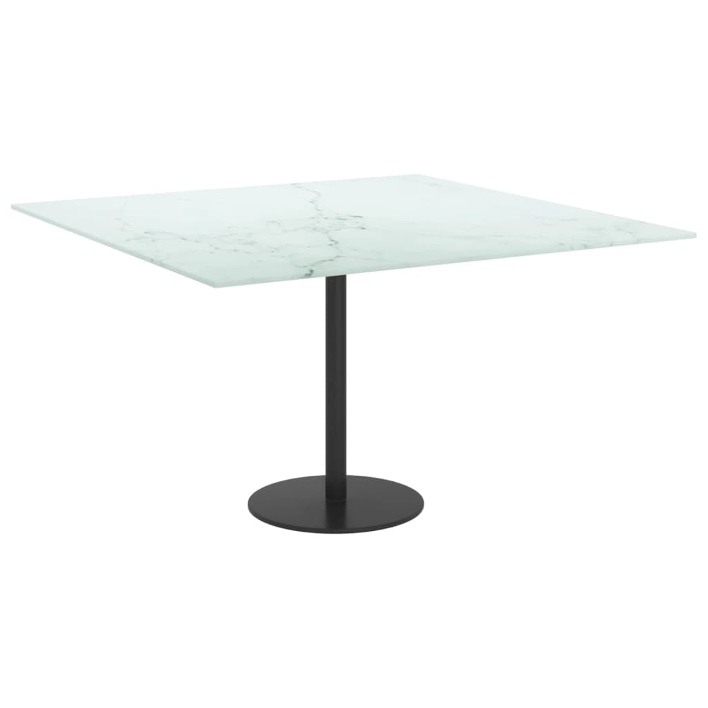 White table top 70x70 cm 6 mm tempered glass marble design