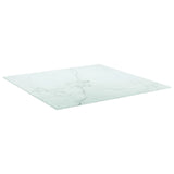 White table top 80x80 cm 6 mm tempered glass marble design