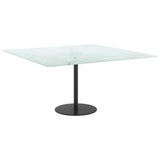 White table top 80x80 cm 6 mm tempered glass marble design