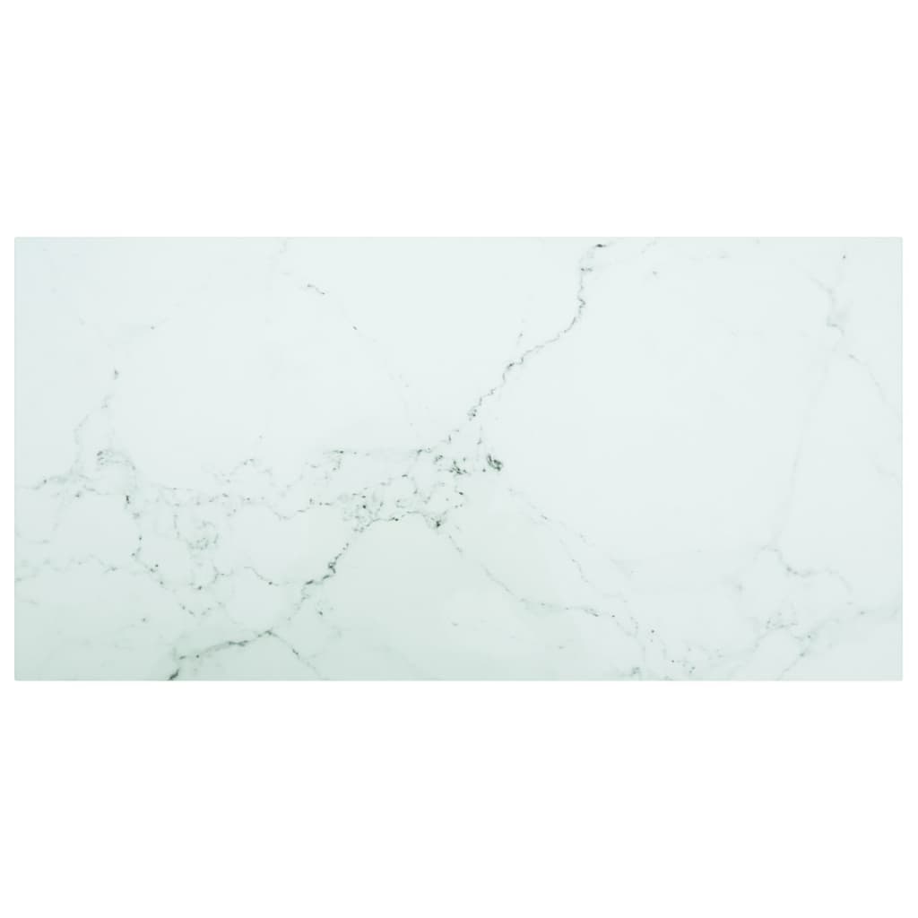 White table top 100x50 cm 6 mm tempered glass marble design