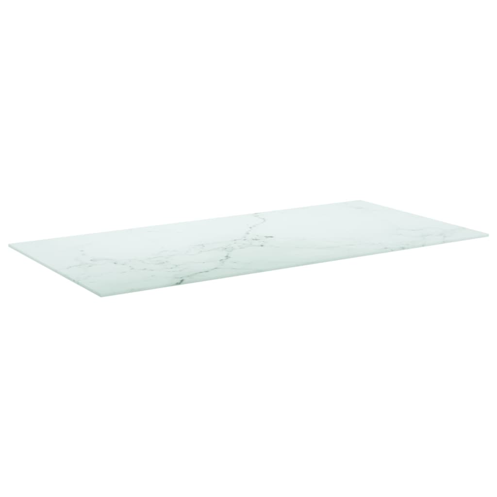 White table top 100x50 cm 6 mm tempered glass marble design