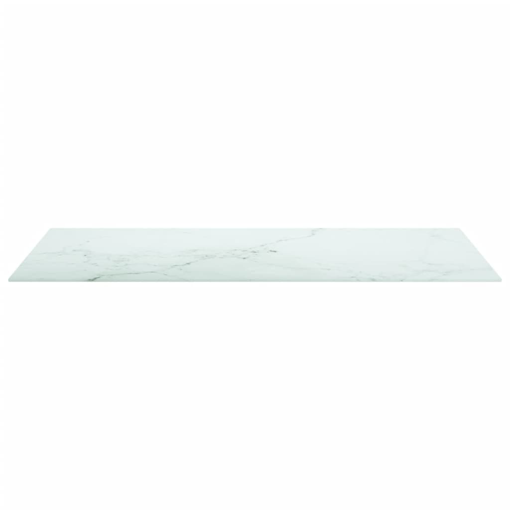 White table top 100x50 cm 6 mm tempered glass marble design