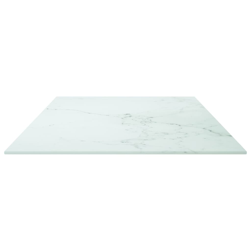 White table top 100x50 cm 6 mm tempered glass marble design