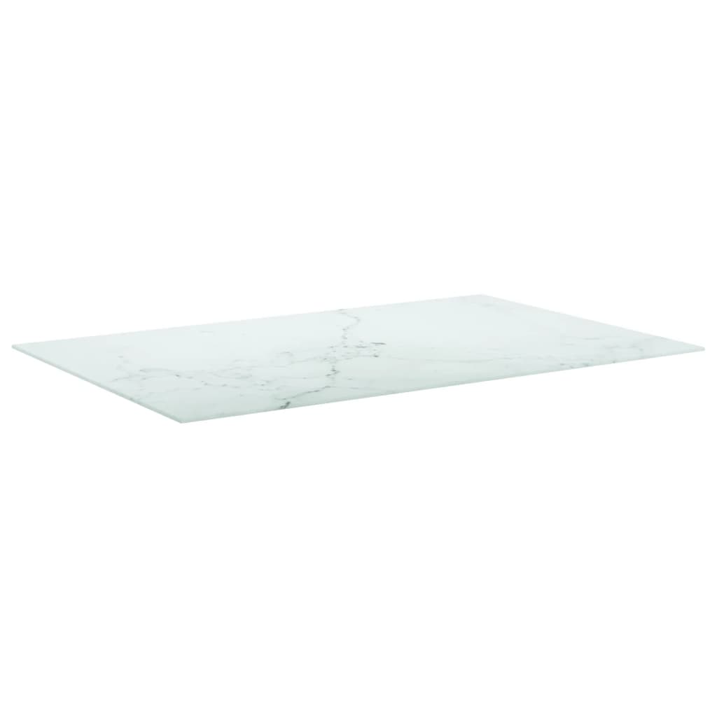 White table top 100x62 cm 8 mm tempered glass marble design